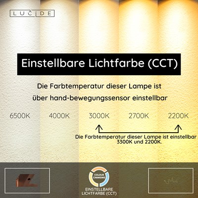 Lucide JANDERIN - Wandleuchte - LED Dim. - CCT - 1x48W 2200K/3300K - Hand-Bewegungssensor - Champagner Farbe | Vibes